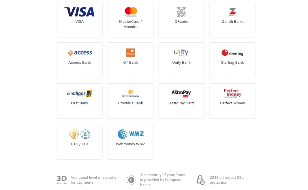 Binomo payment methods